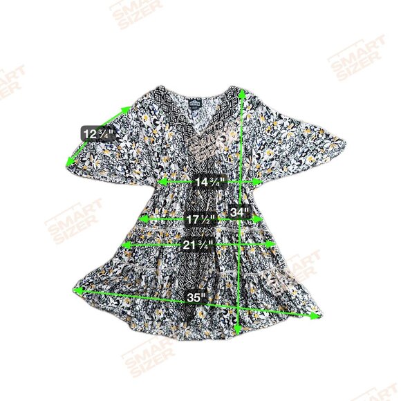 ANGIE Womens Floral Boho Tiered Dress Size M Flutter Sleeve Vintage 90s Flowy - Picture 2 of 8